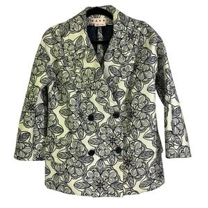 MARNI Floral Quilted Double Breasted Couture Italian‎ Design Made Blazer Coat
